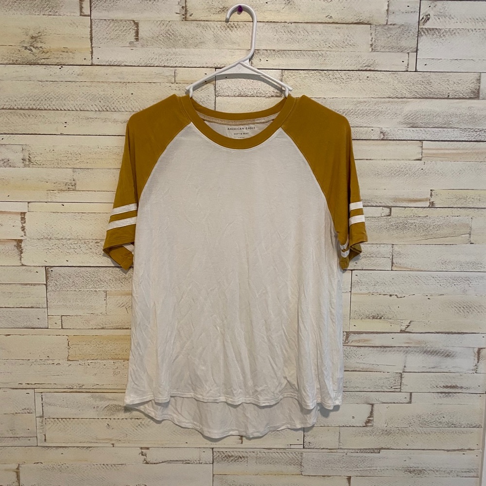 AE soft and sexy baseball tee mustard